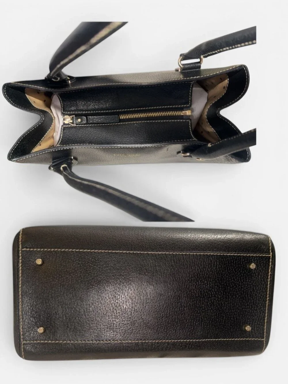 VTG Kate Spade Wellesly Quinn Tote Black Boarskin Textured Leather Shoulder Bag - Picture 6 of 9